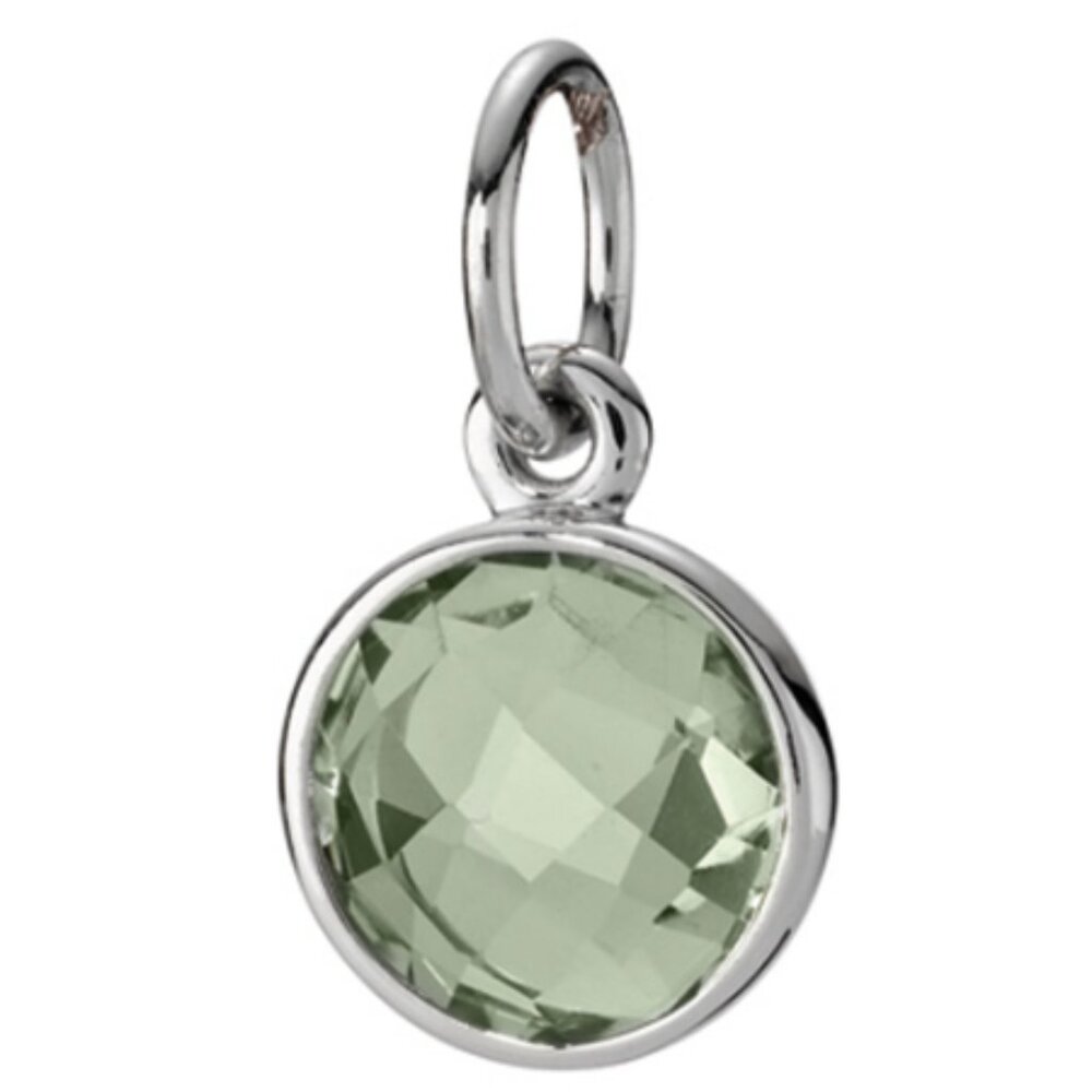 Pandora Silver Pendant Charm with Light Green Faceted Gem